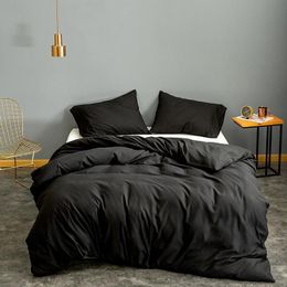 Bonenjoy1pc Duvet Cover Queen Size Black Color Bedclothes Comforter King edredom Microfiber Quilt (without pillowcase 220513