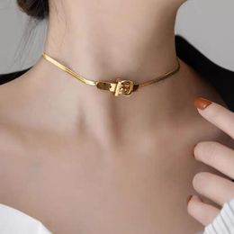 Chokers Classic Watch Buckle Shape Titanium Steel Choker Necklace For Woman Korean Fashion Jewelry Gothic Girl's Sexy Clavicle ChainChok