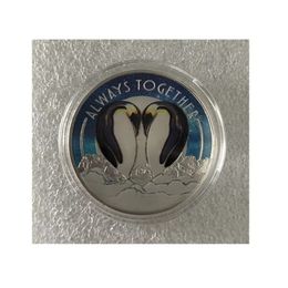 The South Pole Penguin Sier Plated Souvenirs and Gifts Always Together Love Coin Home Decorations Commemorative Coins.cx