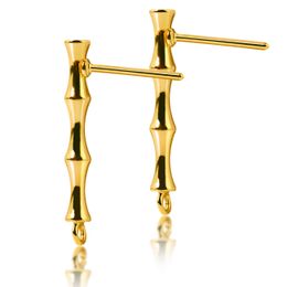 -14K plaque d'or simple mode étouffe de bijoux pour femmes cerceau bambou bambou minimaliste boucles d'oreilles délicates minimalistes filles