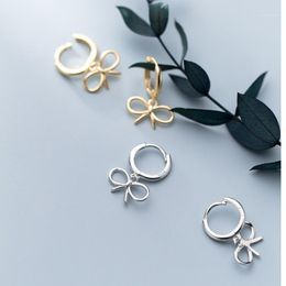Sterling Silver Small Bowknot Bow Hoops Earrings Gold Color Plated Ear Ring Earings For Women Girls Brincos Jewelry1