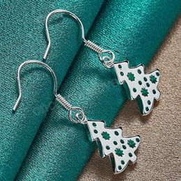 925 Sterling Silver Christmas Tree Dangle Earrings Charm Women Jewellery Fashion Wedding Engagement Party Gift