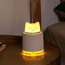 Mini Air Diffuser Cut Pet Humidifier Portable Aroma 300ML Car Freshener Fogger With Warm Night Light For Office Y200113