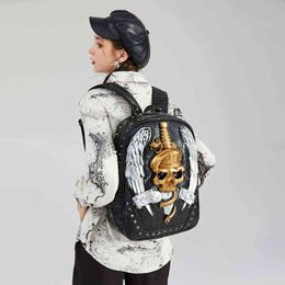 HBP halloween Backpack 3d Three-dimensional Personality Pu Women's Backpack High-end Liu Pin Computer Schoolbag 220805