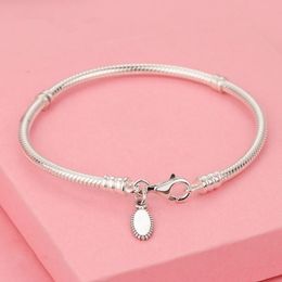 100% Real 925 Sterling Silver Bracelets Jewellery Snake Chain Bracelet for Women Argent S925 Bangles Fit Pandora Charms Beads DIY 590700HV