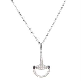 Necklace Maxi European Plain Jewelry 925 Sterling Horse Snaffle Bit Simple Man Women Bar Pretty Girly Charm183S