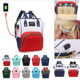 Fashion USB Charging Mummy Diaper Bags Large Capacity Waterproof Travel Maternity Backpack Baby Nappy Nursing Bag Baby Organizer208M