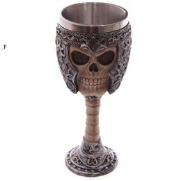 Skull Knight Helmet Goblet 3D Skull Head Beer Mug Personalised Skull Spirit Cup Stainless Steel Halloween Party Bar Drinking Cup BBE14194