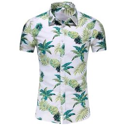 45KG120KG Summer New Pineapple Print Cool Beach Hawaiian Short Sleeved Shirt 4XL 5XL 6XL 7XL 210412