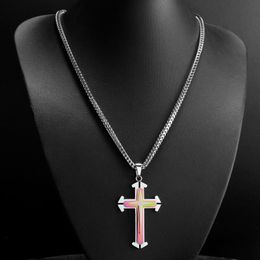 Pendant Necklaces Stacking Cross Necklace For Men Women Hip Hop Chain Jewellery 3mm Stainless Steel Choker Punk Accessories GiftPendant