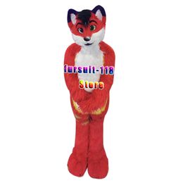 Fursuit Long-haired Husky Dog Fox Wolf Mascot Costume Fur Adult Cartoon Character Doll Halloween Party Cartoon Set #206