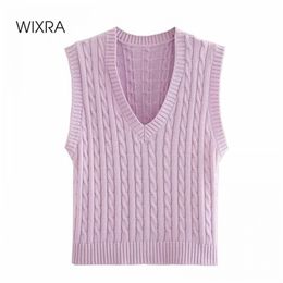 Wixra Slim Sweater Vest Basic V-Neck Solid Summer Autumn Sleeveless Female Knitting Streetwear Tops 201223