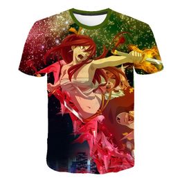 T-shirt maschile 3D Anime Fairy Tail Natsu Dragneel Heartfilia Erza Scarlet Men Women Casual Short Short Short T-shirt Topsidy Unisex Trendy Tops