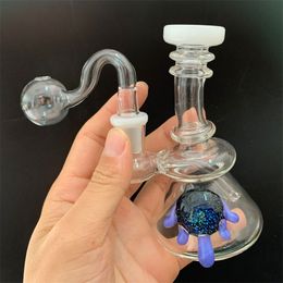 14.4mm Dab Rigs Water Pipes 5.5inch bubbler Beaker Bongs portable travel oil burner pipe with male oil bowl accessories