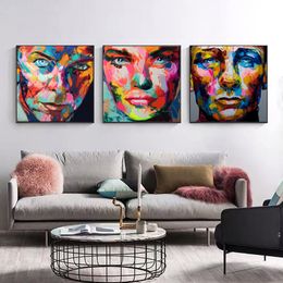 Modern Portrait Art Posters and Prints Wall Art Canvas Painting Colorful Graffiti Art Women Pictures for Living Room Home Decor