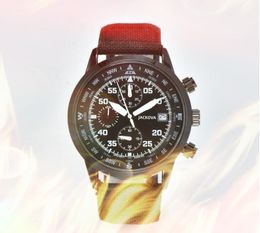 Fashion Full Functional Stopwatch Watch 42mm Mens Quartz Movement Male Time Clock Watches Nylon Belt Popular elegant wristwatch dropshipping