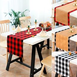 Staraise Red Black Plaid Table Runner Christmas Decoration For Home Table Cloth Decor Merry Christmas Navidad Year 201027