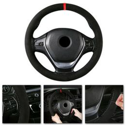 Steering Wheel Covers 38cm Cover Black And Red Car Accessory Anti-Slip Elements Protector SportSteering