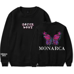 Men's Hoodies & Sweatshirts 2022 American Rapper Eladio Carrion Monarca Music Print Pullover Hip Hop Oversized Crewneck Sweatshirt Str