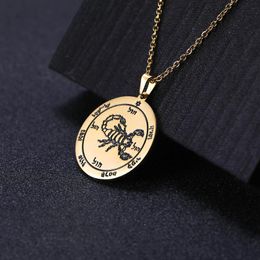 Pendant Necklaces Dawapara The Key Of Solomon Fifth Pentacle Holy Pentacles Vintage Stainless Steel Scorpion Amulet NecklacesPendant