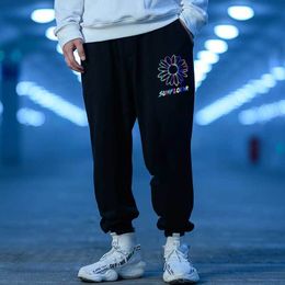 Reflective Pants Men Sunflower Rainbow Print Sweatpant Streetwear Casual Joggers Long Trousers Sports Train Pant Drop 220608