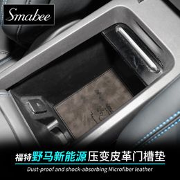 Anti-Slip Gate Slot Cup Mat For Ford Mustang Mach-E 2021-22 Accessories Door Groove Non-Slip Pad Leather Coaster