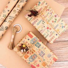 Gift Wrap 70cm Cartoon Print Happy Birthday Kraft Wrapping Paper Decoration Artware Packing Vellum Origami PaperGift