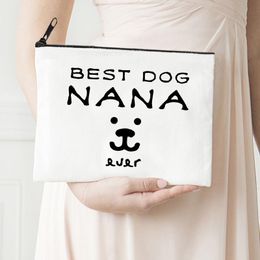 Cosmetic Bags & Cases Dog Nana Pouch Canvas Reusable Lipstick Bag Travel Toiletry Storage Purse Cute Makeup CasualCosmetic
