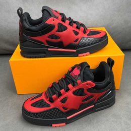 New mens casual shoes 1854 series black and red with a combination of breathable mesh all-match comfortable mens designer sneakers