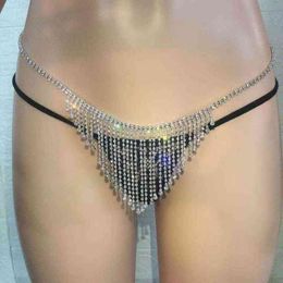 Sexy crystal body waist chain fashion women's body Jewellery Rhinestone thong pants luxury bikini underwear Jewellery Christmas gift W220324