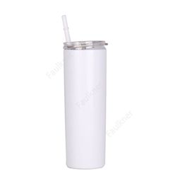 20oz Sublimation Tumblers Straight Blanks White 304 Stainless Steel Vacuum Insulated Slim DIY Cup Car Coffee Mugs Sea Shipping 200pcs DAF471