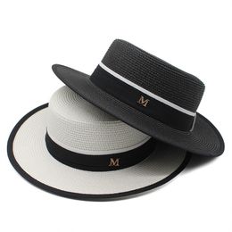 Summer Women Straw Hat Classic Flat Ribbon Bow Lady Travel Sun Hats Summer Panama Beach Hats Chapeu Feminino