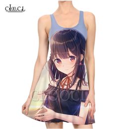 est Girl Anime Fashion Elegant 3D Print Colourful Dresses Sleeveless Sexy Womens Slim Beach Summer Dress 220617