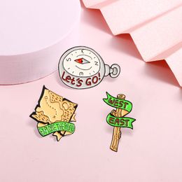 Cute Let's Go Brooches Pin for Women Kids Fahsion Jewellery Shirt Coat Dress Denim Bag Decor Map Enamel Pin