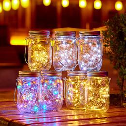 Strings 10/20 LED Solar Mason Jar Lid Light Fairy Lights Colour Changing Garden Christmas Outdoor Wedding Luminous DecorationLED