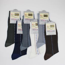 Men's Socks Business Men Spring Summer Medium Length Silk Nylon Striped
