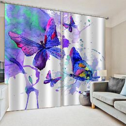 Curtain & Drapes Oil Painting Butterfly Starry Pattern Draps Bedroom Colourful Figure Wall Picture Decoration Frabic Window 1/2 PanelsCurtain