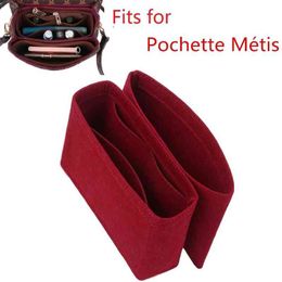 Fits for Pochette Mtis Flap Felt Cloth Insert Bag Organizer Makeup Handbag Organizer Travel Inner Purse Portable Cosmetic Bags 220721
