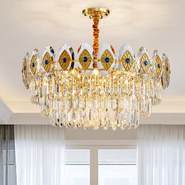 American Modern Crystal Chandeliers Lights Fixture LED Big Luxurious Chandelier European A Class Hanging Lamp Home Bed Room Living Room Indoor Lighting Dia100cm