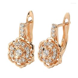 Stud Kinel 585 Rose Gold Dangle Earrings Fashion Glossy Vintage Flower For Women Crystal Gift Daily Fine JewelryStud Kirs22