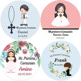37 Cm Mi Primera Comunion Sticker First Holy Name Of The Communion Collection Baptism CustomParty Gift Tag 220618