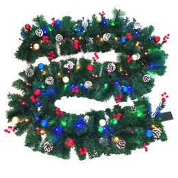 Decorative Flowers & Wreaths 2.7 M Christmas LED Rattan Garland Pine Cone Artificial Xmas Tree Banner Decoration PropsDecorative WreathsDeco