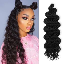 Deep Wave Crochet Hair 20 inch Natural wave Deep Wave Braiding Crochets Passion Twist Hair 80g/pcs Synthetic Hair Extensions LS03