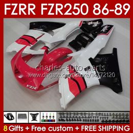 Bodywork For YAMAHA FZR250R FZRR FZR 250R 250RR FZR 250 86-89 Body FZR-250 142No.12 FZR-250R FZR250 R RR 86 87 88 89 FZR250RR 1986 1987 1988 1989 Fairing Kit white glossy