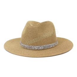 Panama Beach Hat for Women Men Shade hat 2022 Spring Summer Straw Wide Brim Hats Woman Man Sun Protection Cap Girl Fashion Jazz Top Caps Male Sunhat mens Sunhats