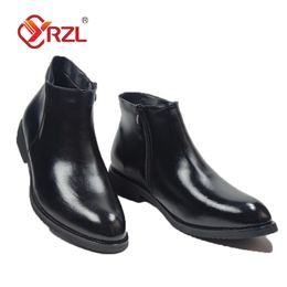 Men Boots Fashion Classic British Style Leather Boots for Men with Zipper Ankle Boots Men Botas Hombre Black Leather