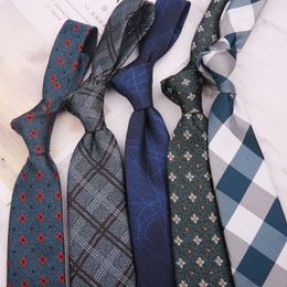Bow Ties Geometric Striped Plaid For Mens Skinny Neckties Business Classic Polyester Neck Neckwear Wedding Gravatas Slim GiftsBow