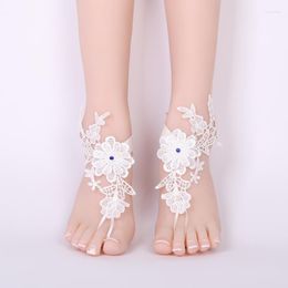 Anklets 1 Pair Women Beach Bride Wedding Foot Chain Lace Socks Decoration Barefoot Kirk22