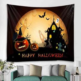 Mandala Mystic Boho Wall Rugs Horror Pumpkin House Halloween Decor Tapestry Party J220804