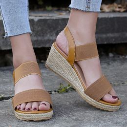 Straw Color Wedge Sandals Summer Multi Women Platform Casual Beach Shoes Sandalias Mujersandals 308